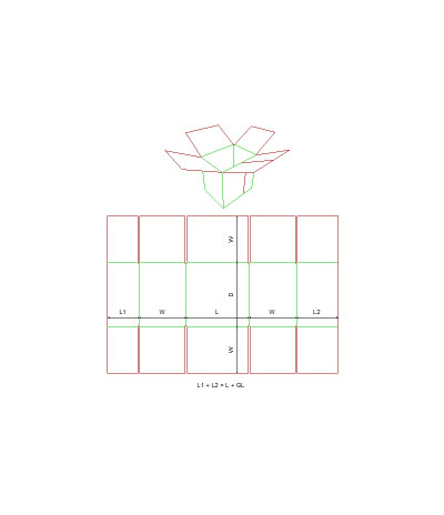 Fefco 0230 - Ilgis mm  x plotis mm  x aukštis mm