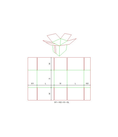 Fefco 0231 - Ilgis mm  x plotis mm  x aukštis mm