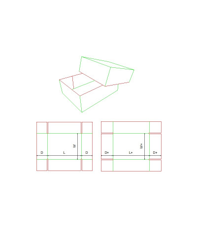 Fefco 0301 - Ilgis mm  x plotis mm  x aukštis mm