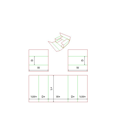 Fefco 0405 - Ilgis mm  x plotis mm  x aukštis mm