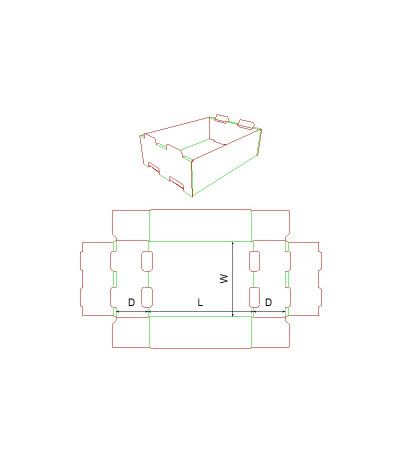 Fefco 0435 - Ilgis mm  x plotis mm  x aukštis mm