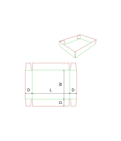 Fefco 0452-Diecut - Ilgis mm  x plotis mm  x aukštis mm